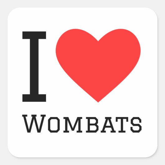Ik hou van wombats vierkante sticker (Voorkant)
