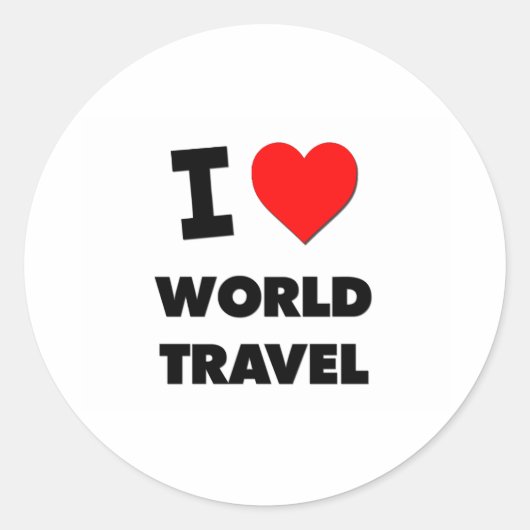 Ik hou van World Travel Ronde Sticker (Voorkant)