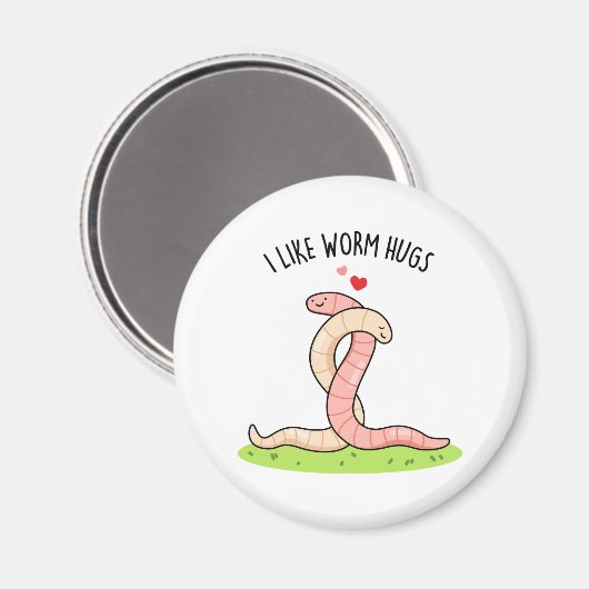 Ik hou van Worm Hugs Funny Warm Worm Pun Magneet (Voorkant / Achterkant)