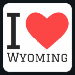 Ik hou van Wyoming Vierkante Sticker<br><div class="desc">Ik hou van Wyoming,  voor liefhebbers van de VS</div>