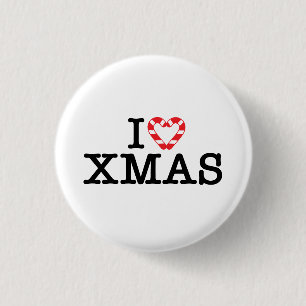 Ik hou van Xmas Candy Cane Hart Ronde Button 3,2 Cm