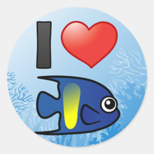 Ik hou van Yellowbar Angelfish Ronde Sticker