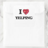 Ik hou van Yelping Vierkante Sticker (Tas)