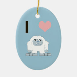 Ik hou van Yeti Schattige Cartoon Sneeuwmonster Keramisch Ornament