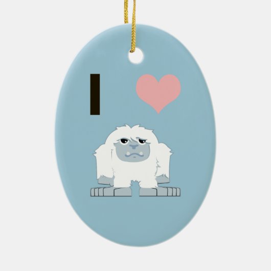 Ik hou van Yeti Schattige Cartoon Sneeuwmonster Keramisch Ornament (Achterkant)