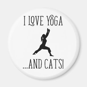 Ik hou van Yoga en Cats Black Letters Magnet