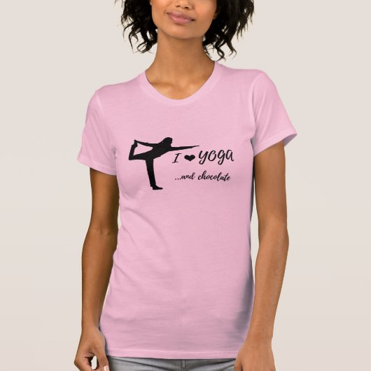 Ik hou van yoga en chocolade t-shirt (Voorkant)