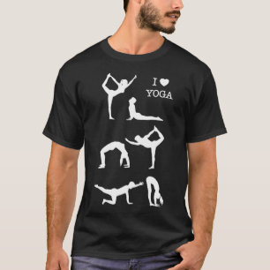 Ik hou van yoga Mannen vrouwen yogaposes T-shirt