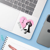 Ik hou van yoga pinguïn sticker (Laptop met iPhone)