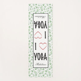 Ik hou van YOGA script Green Leaves Patroon Monogr Yogamat
