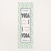 Ik hou van YOGA script Green Leaves Patroon Monogr Yogamat (Voorkant)