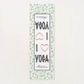Ik hou van YOGA script Green Leaves Patroon Monogr Yogamat (Achterkant)