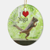 Ik hou van Yoga Squirrel Keramisch Ornament (Links)