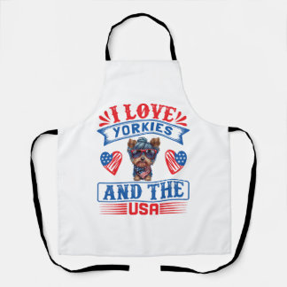 Ik hou van Yorkies en de USA 01 Schort