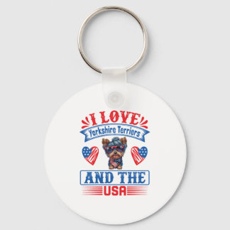 Ik hou van Yorkshire Terriers en de VS 01 Sleutelhanger