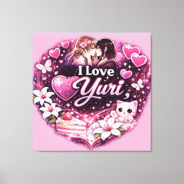 Ik hou van Yuri | Kawaii Meisjes Liefde Anime Esth Canvas Afdruk