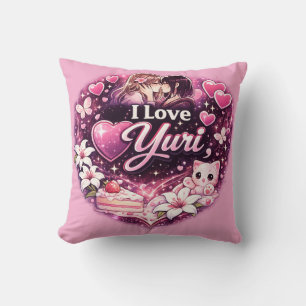 Ik hou van Yuri   Kawaii Meisjes Liefde Anime Esth Kussen