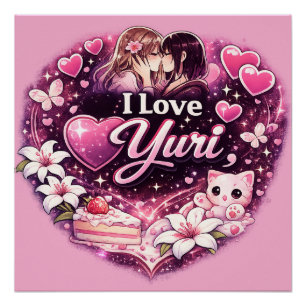 Ik hou van Yuri   Kawaii Meisjes Liefde Anime Esth Perfect Poster