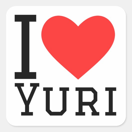 Ik hou van Yuri Vierkante Sticker (Voorkant)