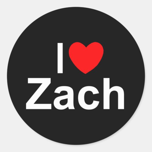 Ik hou van Zach Ronde Sticker (Voorkant)