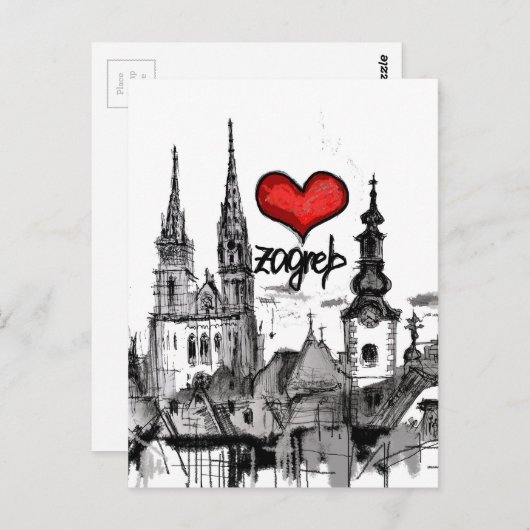 Ik hou van Zagreb Briefkaart (Voorkant / Achterkant)