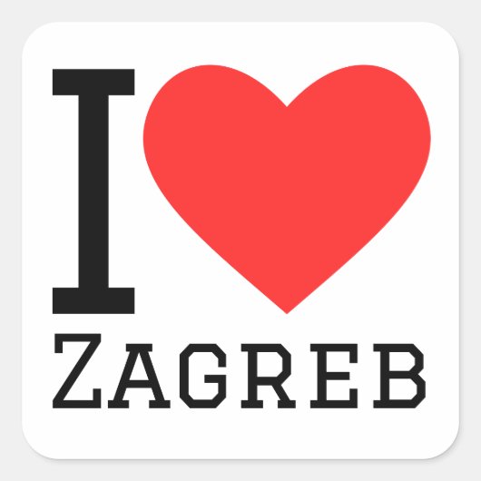 Ik hou van Zagreb Vierkante Sticker (Voorkant)