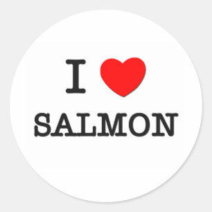 Ik hou van ZALM ( eten ) Ronde Sticker