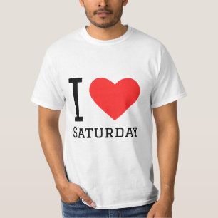 Ik hou van zaterdagvierkante sticker t-shirt