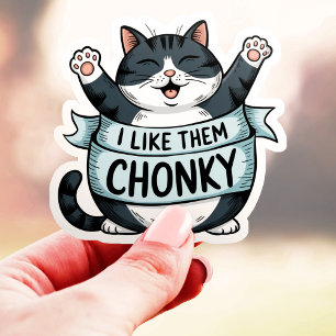 Ik hou van ze Chonky Funny Cat Vinyl Sticker