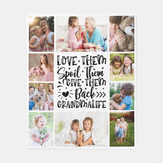 Ik hou van ze verwen ze Grandmalife fotocollage Fleece Deken (Voorkant)