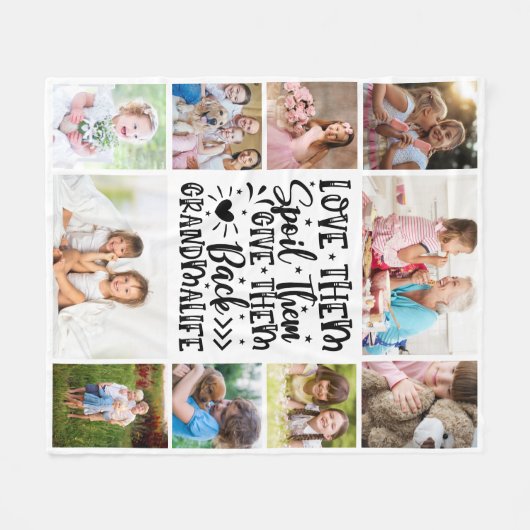 Ik hou van ze verwen ze Grandmalife fotocollage Fleece Deken (Voorkant (Horizontaal))