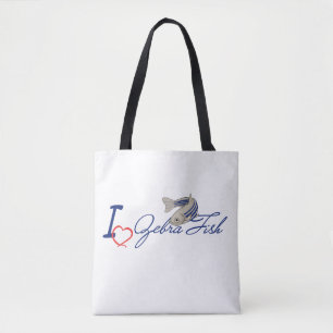 Ik hou van zebra vis tote bag