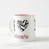 Ik hou van zebra's tweekleurige koffiemok (Voorkant links)