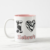 Ik hou van zebra's tweekleurige koffiemok (Links)