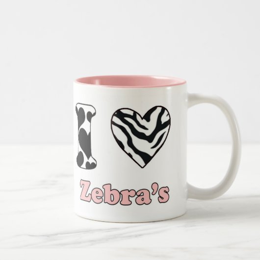 Ik hou van zebra's tweekleurige koffiemok (Rechts)