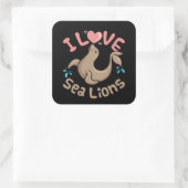 Ik hou van Zee Lions Vierkante Sticker (Tas)