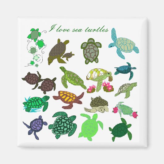 Ik hou van zee schildpadden magneet - Gepersonalis (Voorkant)