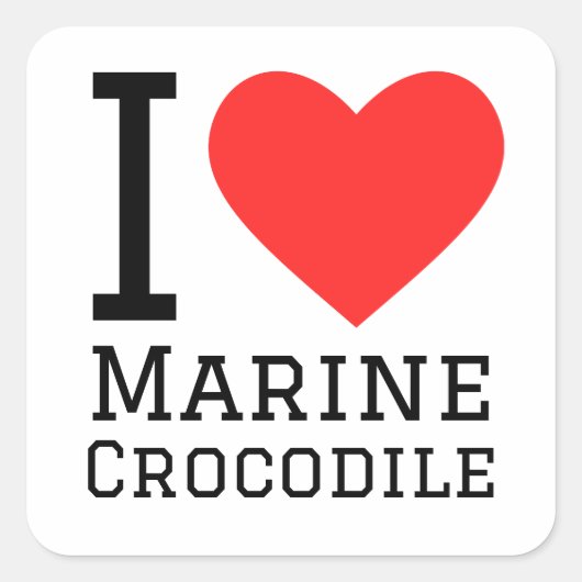 Ik hou van zeekrokodil vierkante sticker (Voorkant)