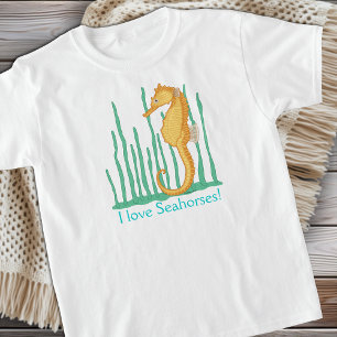 Ik hou van zeepaardjes Sinaasappel zeepaardje T-shirt