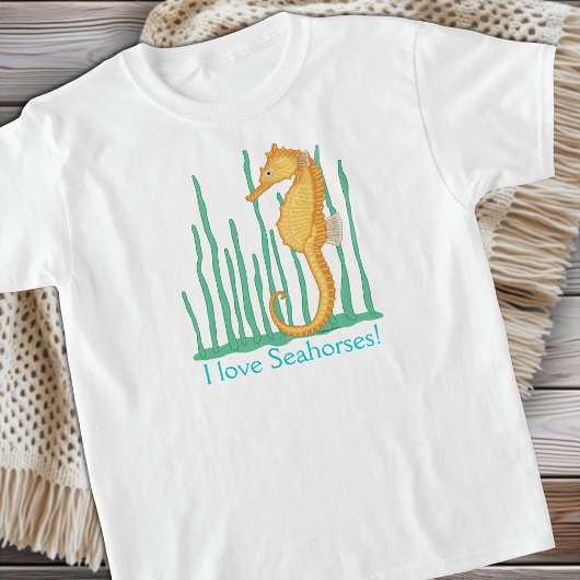Ik hou van zeepaardjes Sinaasappel zeepaardje T-shirt