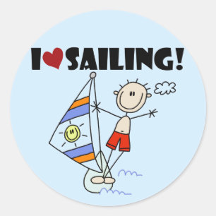 Ik hou van zeilende T-shirts en geschenken Ronde Sticker