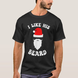 Ik hou van zijn baard grappig kerstpaar pyjam t-shirt