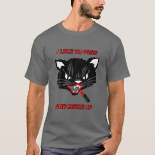 Ik hou van zijn kus en make-up (zwarte kat, rode l t-shirt