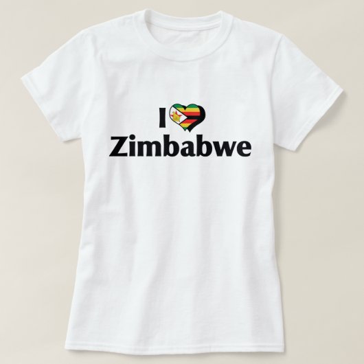 Ik hou van Zimbabwe Vlag Shirt (Design voorkant)