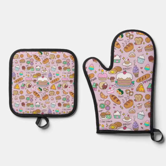 Ik hou van zoet! ovenwant & pannenlap set (Voorkant)