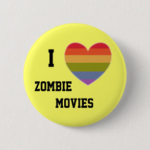 Ik hou van zombiefilms ronde button 5,7 cm