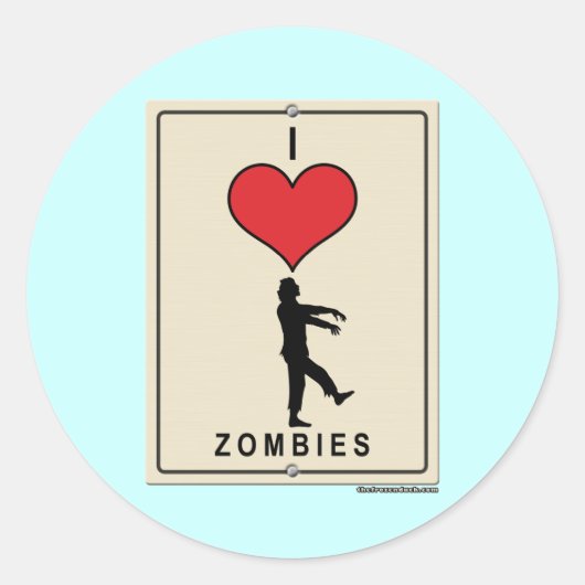 Ik hou van Zombies Ronde Sticker (Voorkant)