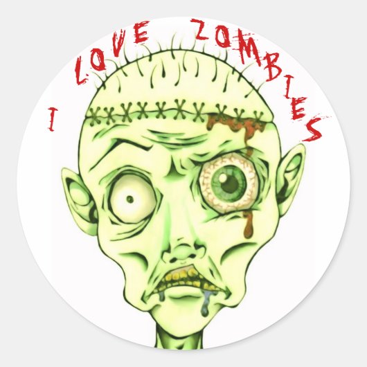 Ik hou van zombies ronde sticker (Voorkant)