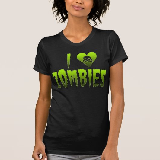 Ik hou van Zombies Skull Halloween T-shirt (Voorkant)