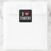 Ik hou van Zombies Vierkante Sticker (Tas)